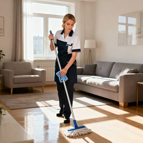 Professional House Cleaner in Action Professional House Cleaner in Action
