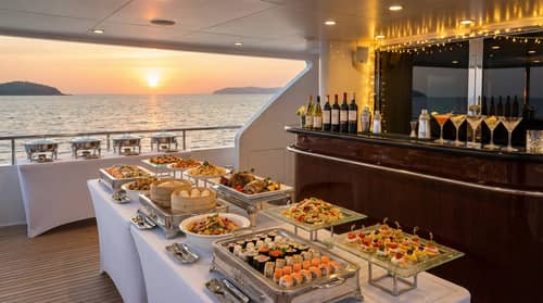 Luxury Yacht Buffet: Asian & Western Delights Luxury Yacht Buffet: Asian & Western Delights