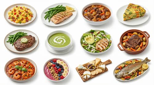 Delicious Dishes on a White Background Delicious Dishes on a White Background