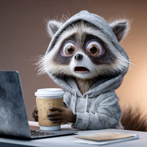 Cute Raccoon Graphic Designer: 3D Pixar Style Cute Raccoon Graphic Designer: 3D Pixar Style