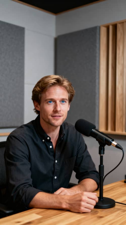 Hyper-Realistic Podcast Host in Studio