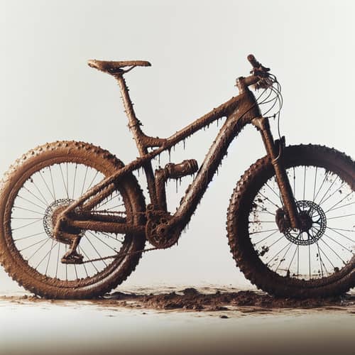 Muddy Bicycle Standing Out Against White Background