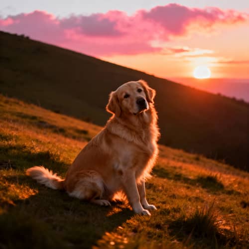 Beautiful Sunset with Dog Beautiful Sunset with Dog
