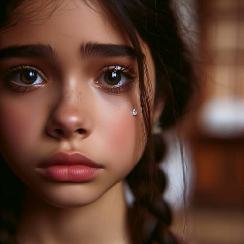 Expressive Young Hispanic Girl with Sad Expression