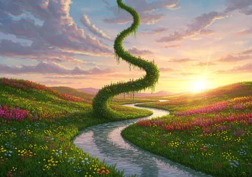 Surreal River Landscape – Pixel Art Beauty