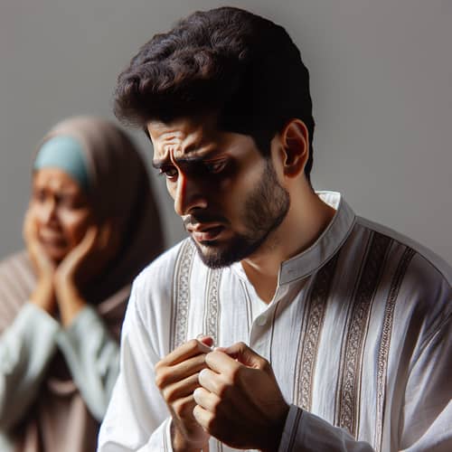 Distressed Middle-Eastern Man Suspecting Betrayal