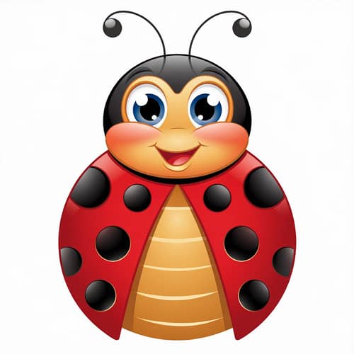 Cute Cartoon Ladybug Design for Kids' T-Shirts
