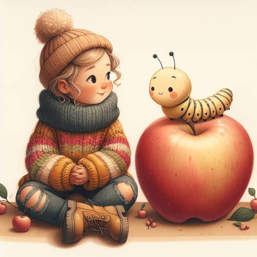 Cute Girl and Happy Caterpillar: A Sweet Moment