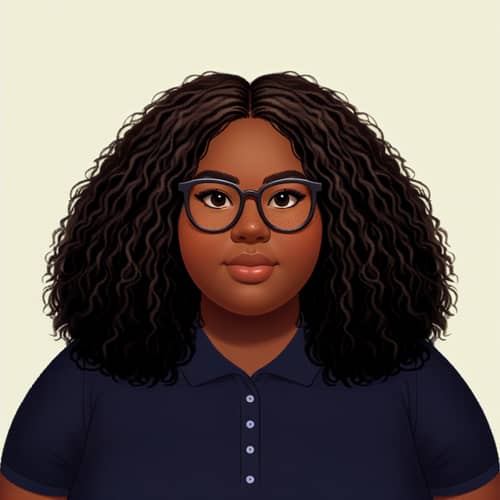 3D Animated African Descent Plus Size Woman with Curly Hair