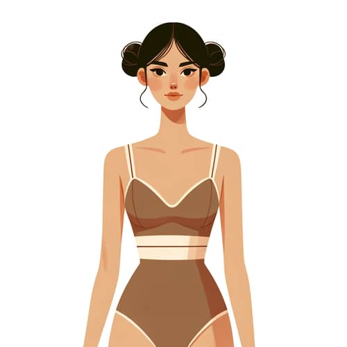 Confident Lady in Two-Piece Swimsuit | Stylish Braided Buns