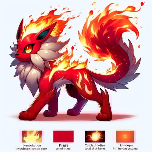 Fire-Type Creature - Fiery Quadruped with Bright Red-Orange Flames