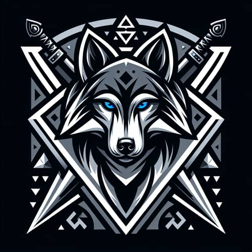 Wolf Warrior Emblem: Silver & Gray Palette with Fierce Silhouette
