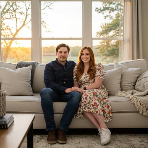 Husband and Wife Relaxing on Sofa
