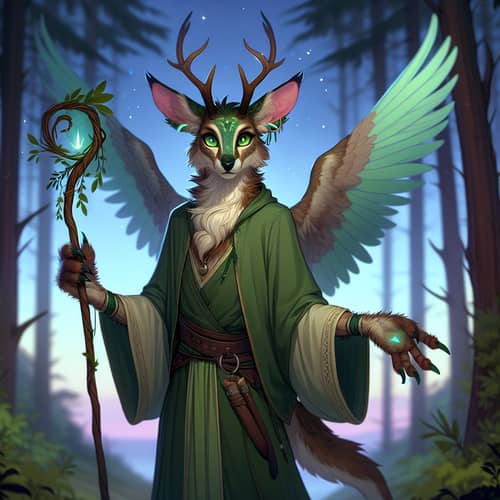 Mystical Forest Guardian with Animal Features