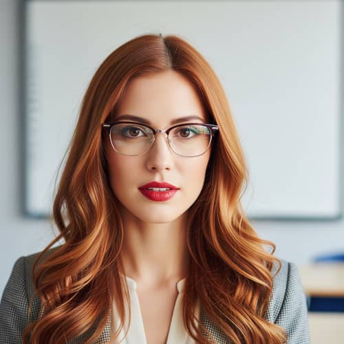 English Teacher with Copper Hair & Glasses