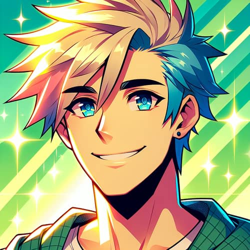 Charming Anime Male with Spiky Hair | Vibrant and Trending Art