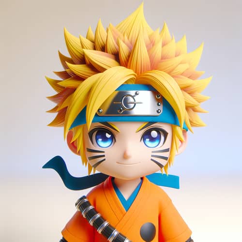 Vibrant 3D Spiky-Haired Ninja Character Inspired by Japanese Anime