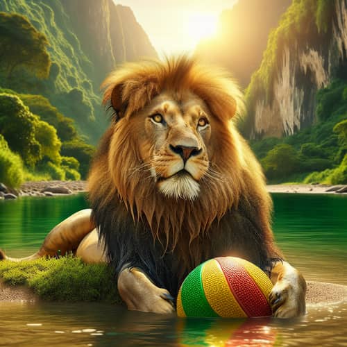 Majestic Lion with Golden Mane by Emerald River
