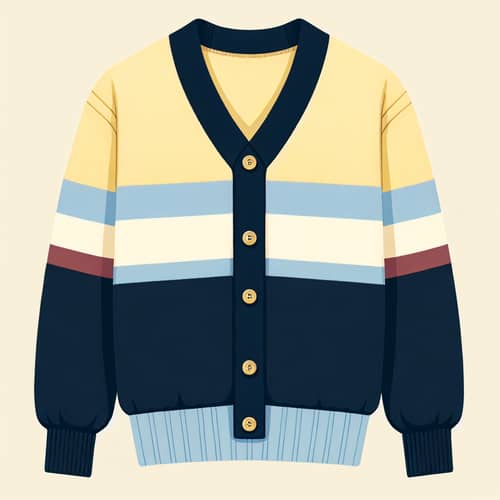 Navy Blue and Cream Sweater with V Neckline - Stylish Design