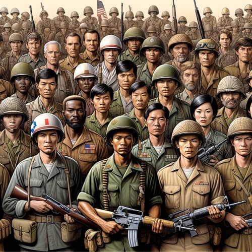 Historical United States vs. Vietnam War Illustration