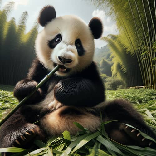 Adorable Panda Bear in Natural Habitat