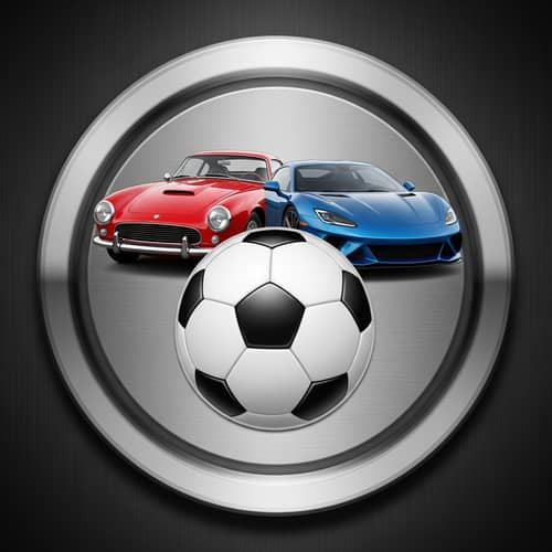 Badge with Cars and Soccer Ball