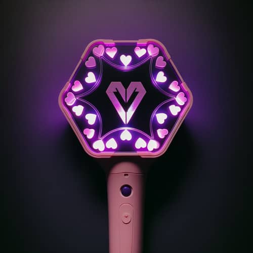 Purple & Pink K-Pop Fanmade Lightstick with Hearts