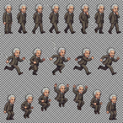 Einstein Walking, Jumping & Running Sprite Sheets
