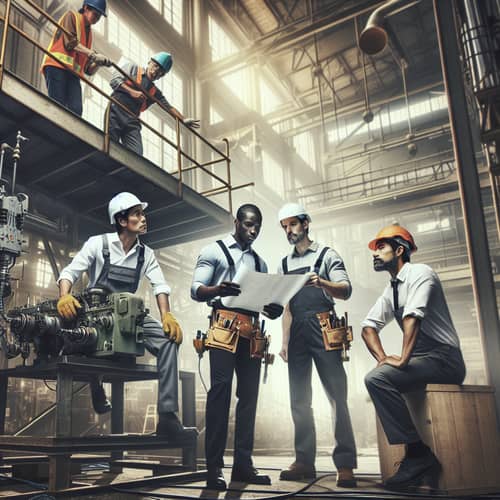 Teamwork in Diverse Industrial Environment | Employees Working Together