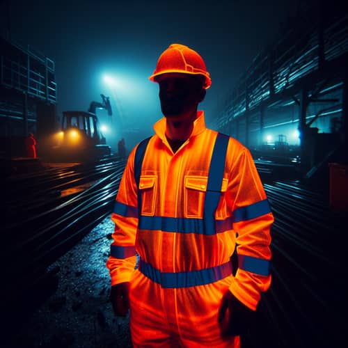 Realistic Orange and Fluorescent Work Uniform Glowing in the Dark