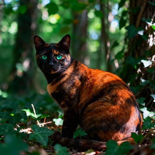 Tuxedo Cat in an Emerald Forest Tuxedo Cat in an Emerald Forest