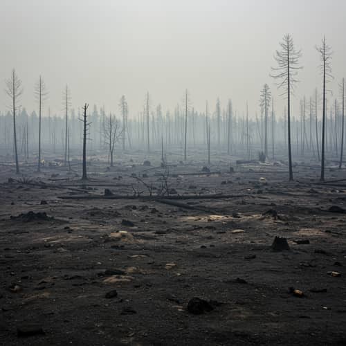 Aftermath of a Burned Forest: Ash Landscape
