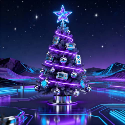 Futuristic Cyber-Themed Christmas Tree Design Futuristic Cyber-Themed Christmas Tree Design
