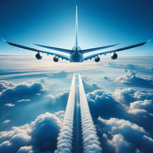 Graceful Aircraft Soaring through Azure Sky