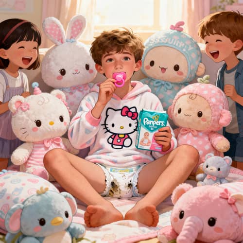 Hunter's Playful Baby Outfit and Plushie Fun