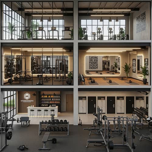 Modern Two-Story Industrial Gym Design