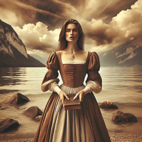 15th Century European Woman at Leman Lake | Historical Painting