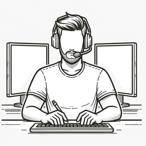 Professional Workstation Setup with Microphone and Headset