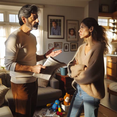 Intense Argument Between Middle-Aged Man and Woman in Home