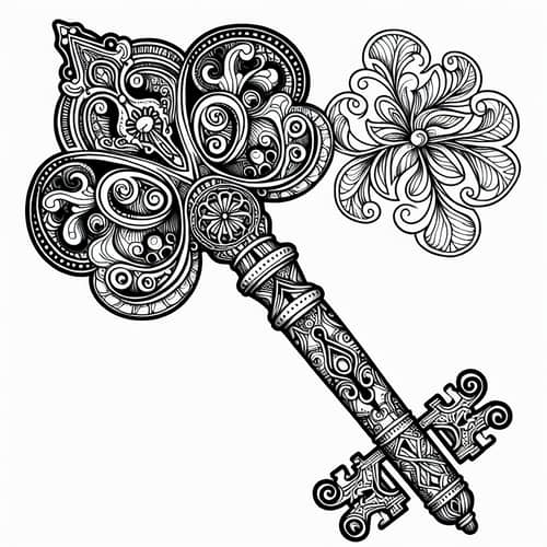 Intricate Key Coloring Page for Creative Fun