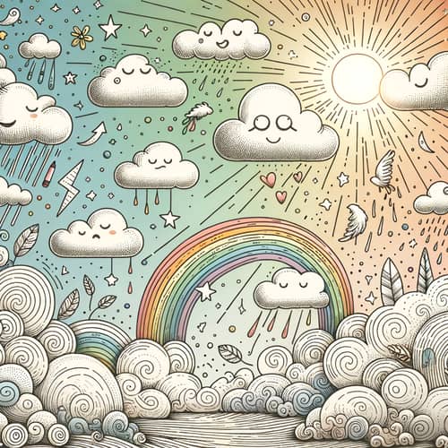 Playful Clouds Illustrating Coping with Loss | Children's Coloring