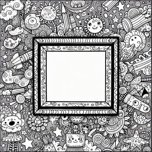Whimsical Picture Frame Coloring Page for Children & Adults | Creative Designs