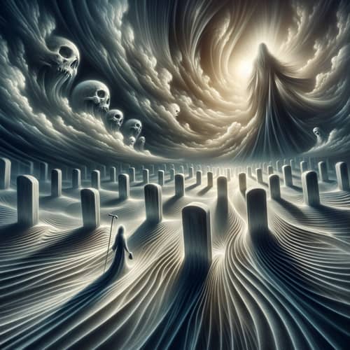 Eternal Rest Artwork: Surrealistic Concept in Monochrome Style
