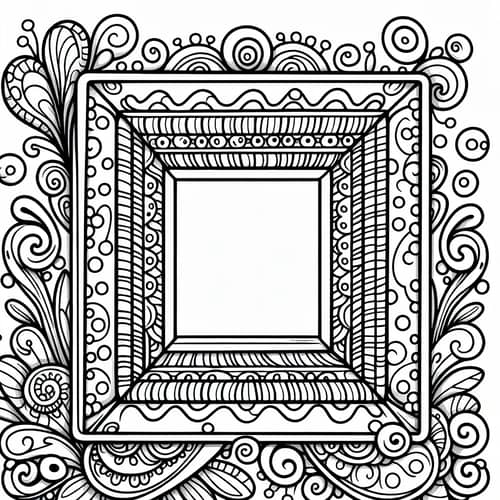 Whimsical Cartoon Picture Frame Coloring Page