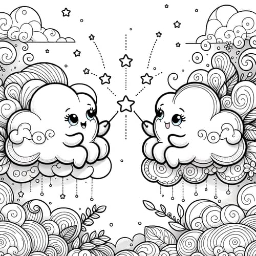 Whimsical Clouds Coloring Page | Joyful Digital Design