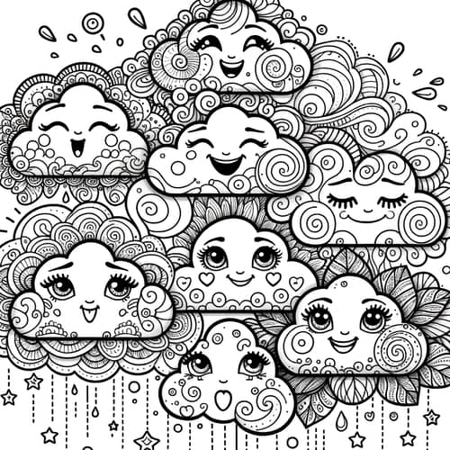 Enchanting Cloud Coloring Page for Emotional Exploration | Adobe Digital Art