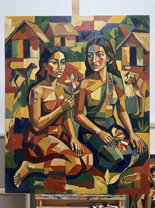 Modern Art Inspired by Gauguin's Two Sisters