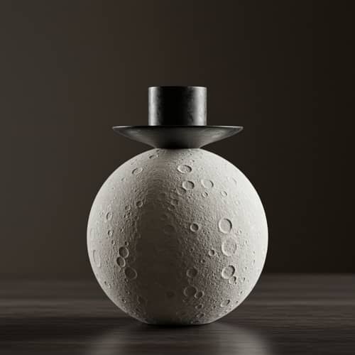 Moon-Inspired Ceramic Candlestick