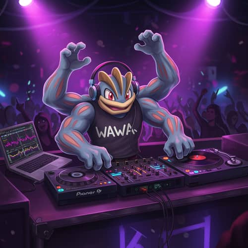 Machamp DJ Party Vibes with Neon Lights