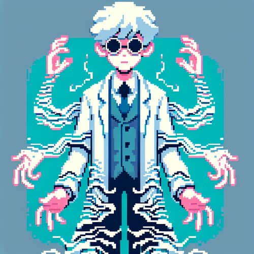 8-Bit Mystical Video Game Character in White Lab Coat | Artwork